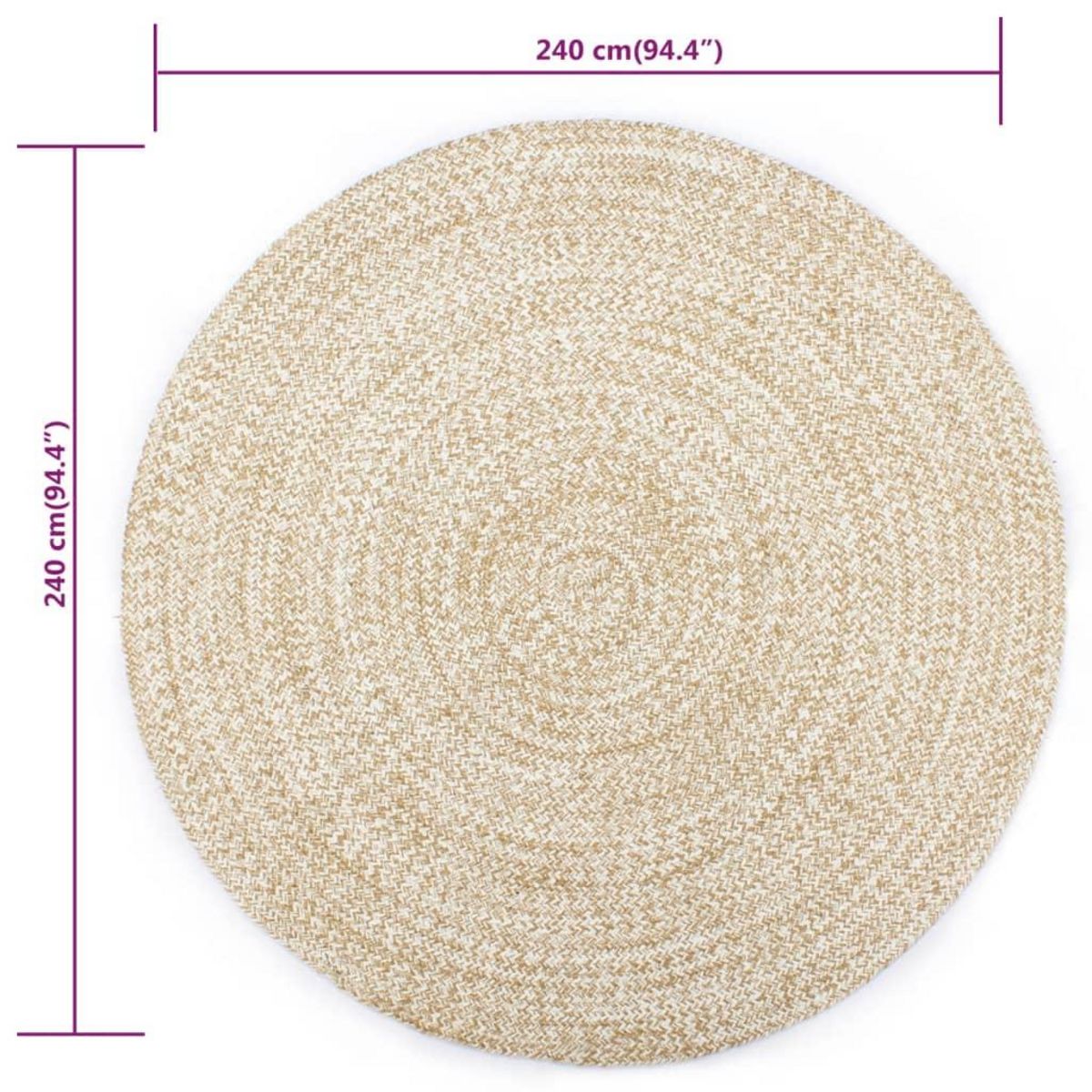 VIDAXL Tapis fait a la main Jute Blanc et marron 240 cm