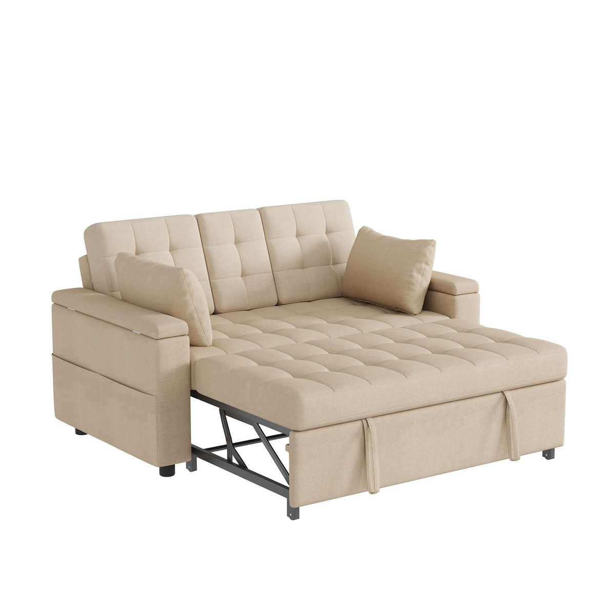 MERAX Canapé droit convertible 2 places coton et lin