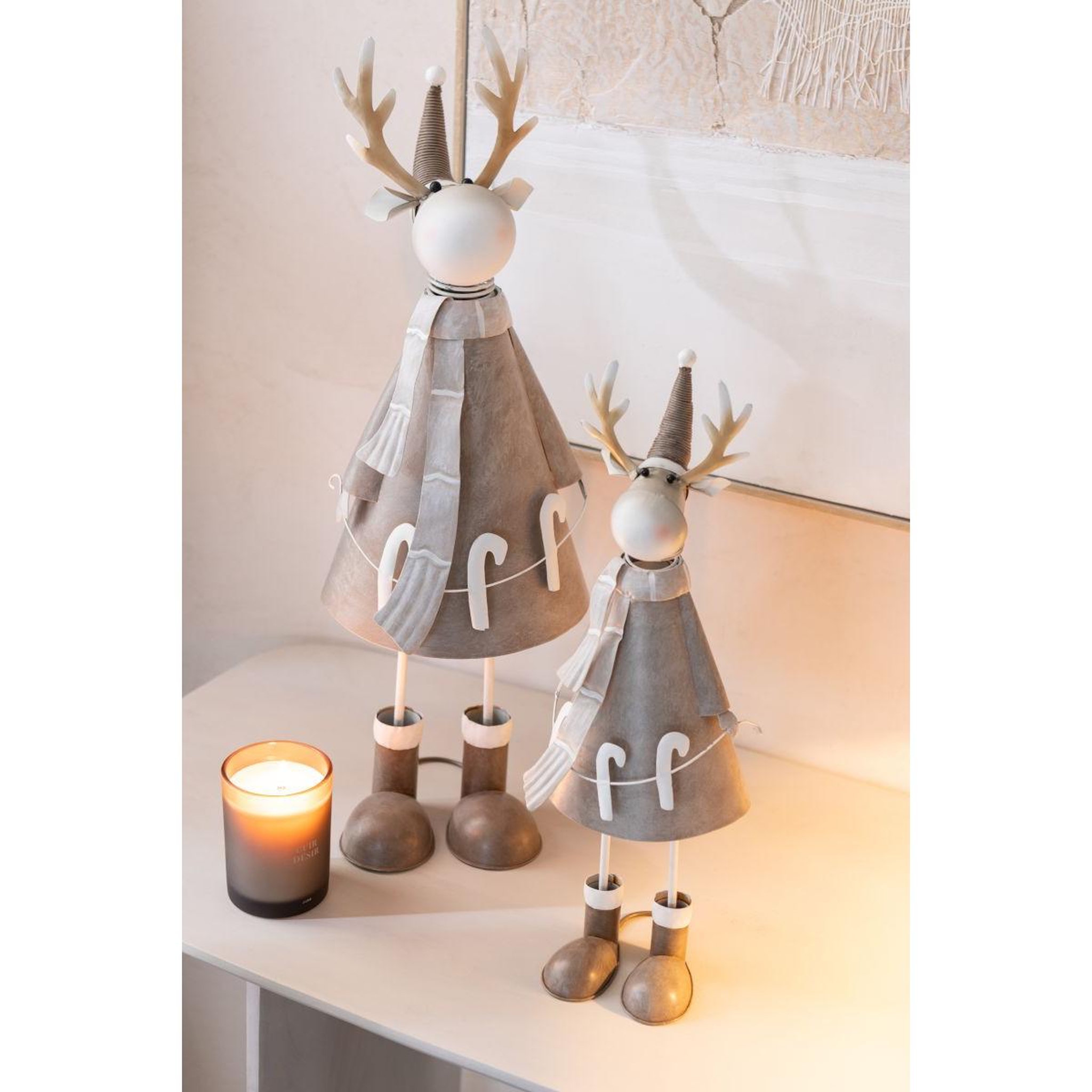 Voir la diapositive 3 : J-LINE Statuette déco en métal  sucre d'orge  43cm grège