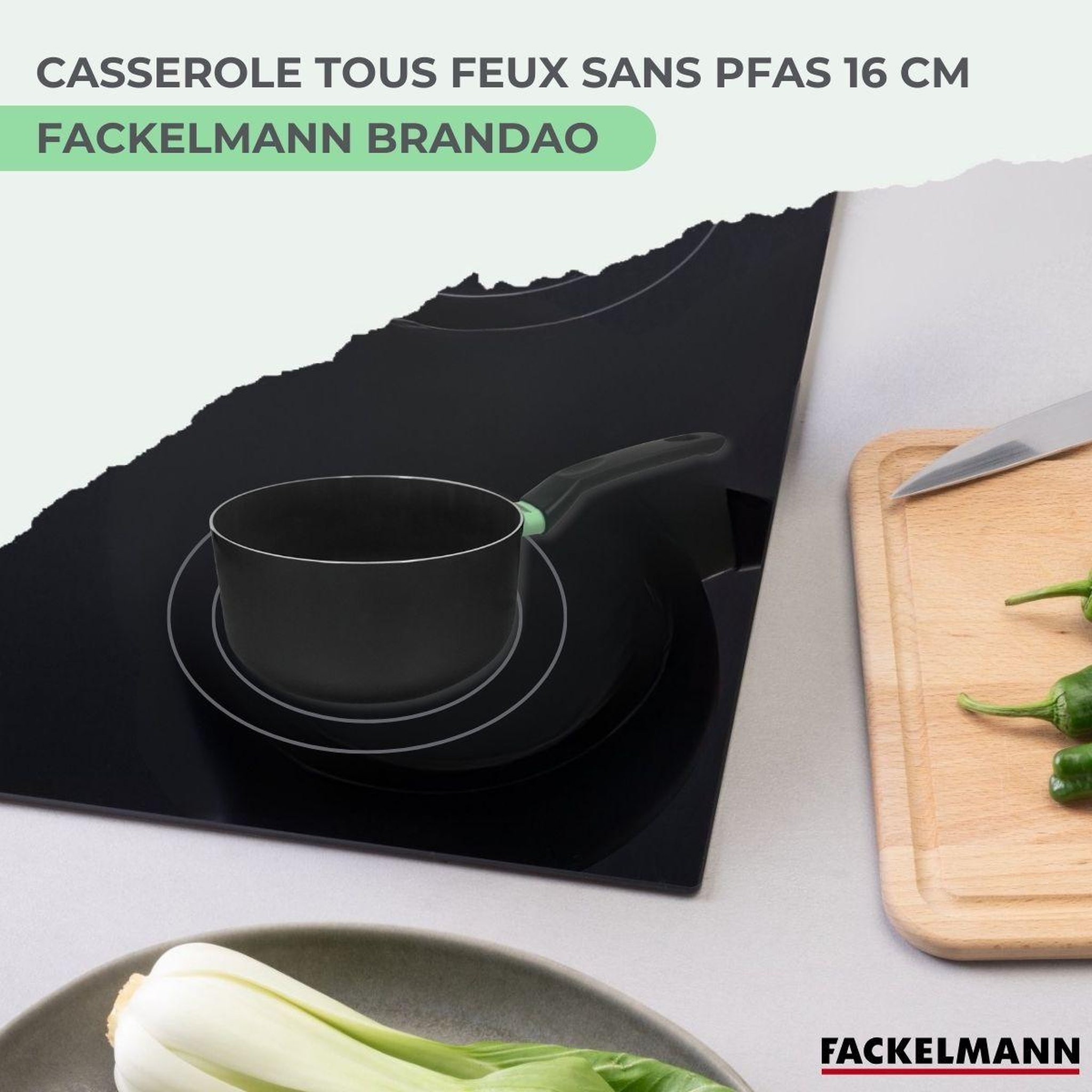 Voir la diapositive 2 : Fackelmann Casserole 16 cm aluminium revêtement céramique antiadhésif sans PFAS Fackelmann Brandao