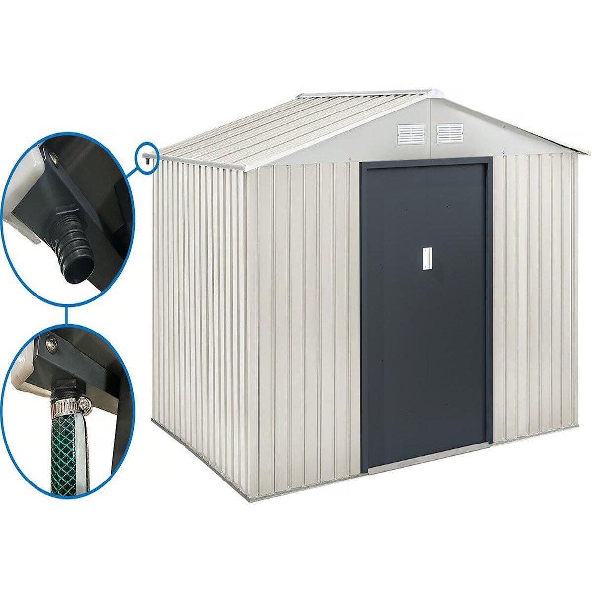 Habitat et Jardin Abri de jardin métal  Nebraska  - 5,29m² avec gouttière