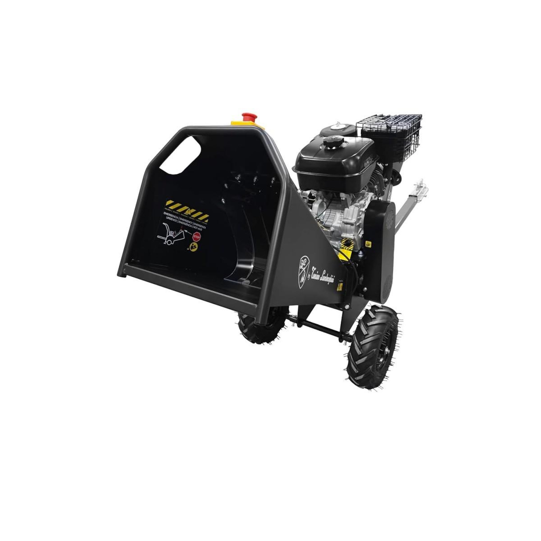 Voir la diapositive 6 : BY TONINO LAMBORGHINI GARDEN MACHINERY Broyeur de végétaux thermique 18cv 459cm³ moteur 4t coupe ø120 mm max démarrage manuel tonino lamborghini