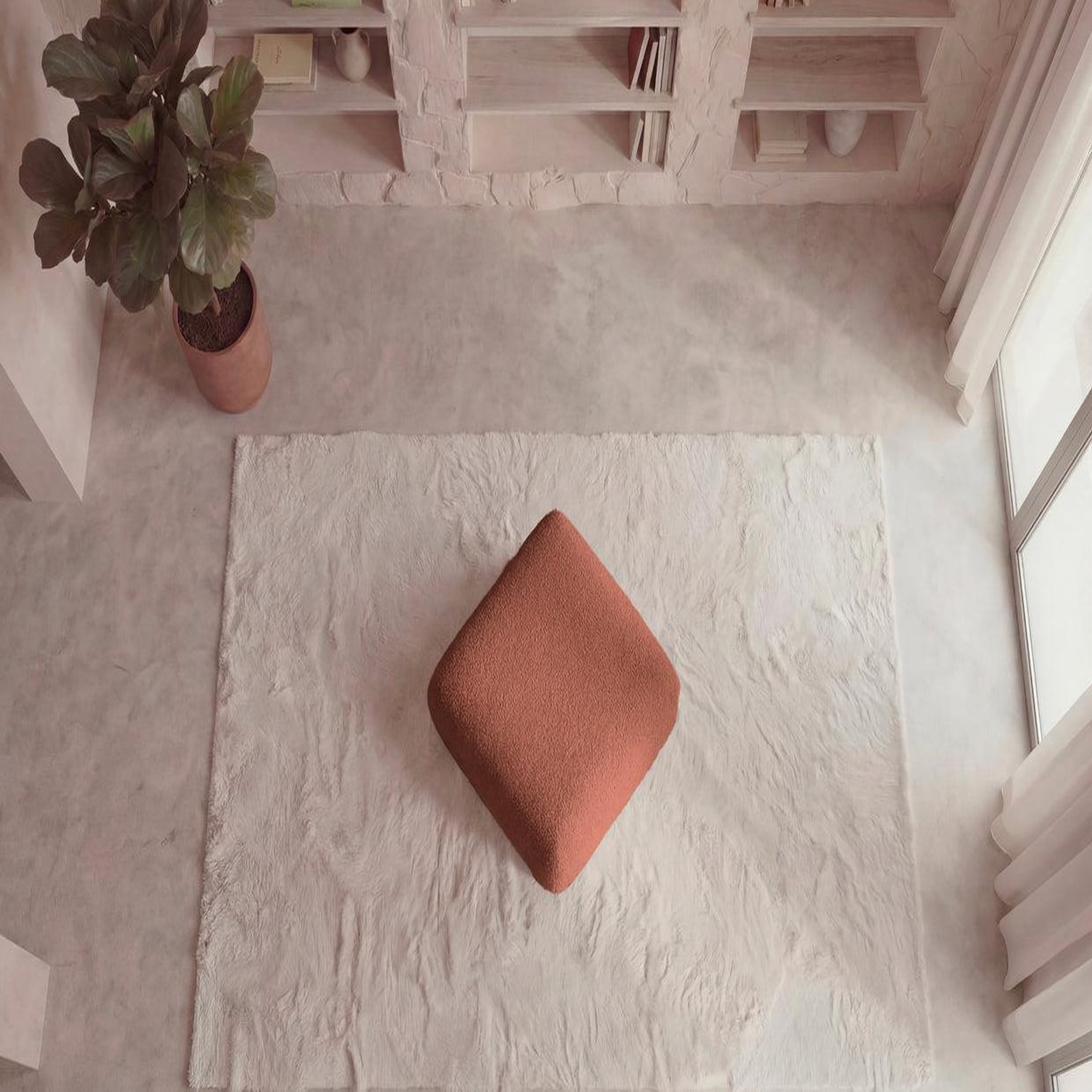 Voir la diapositive 5 : CASANOVA PARIS Ariel - pouf en tissu bouclette 80x80x40
