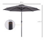 Voir la diapositive 3 : OUTSUNNY Parasol en métal rond polyester 180g/m² manivelle inclinable Ø 3 x 2,45 m gris