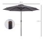Voir la diapositive 3 : OUTSUNNY Parasol en métal rond polyester 180g/m² manivelle inclinable Ø 3 x 2,45 m gris