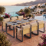 MERAX Salon de jardin 6 places en polyrattan avec table et fauteuils, noir bios