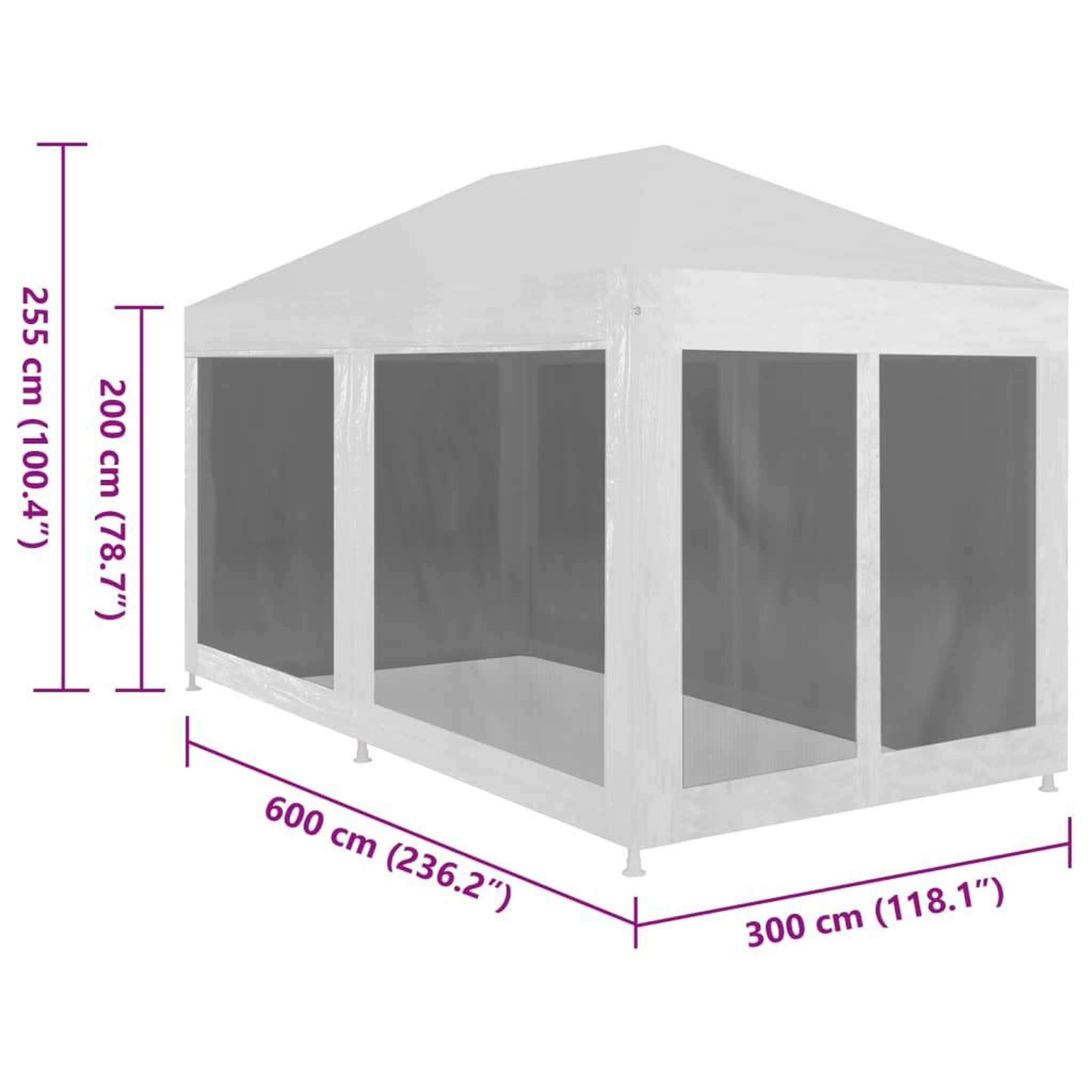 Voir la diapositive 6 : VIDAXL Tente de reception avec 6 parois en maille 4 x 3 m