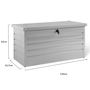 Voir la diapositive 5 : ID MARKET Coffre de rangement métal verrouillable gris clair pour jardin 350L 120x62,5x63 cm