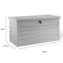 Voir la diapositive 5 : ID MARKET Coffre de rangement métal verrouillable gris clair pour jardin 350L 120x62,5x63 cm