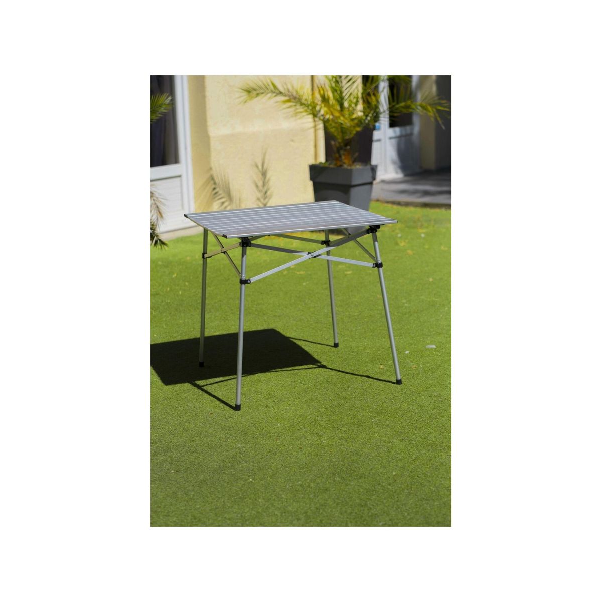 O'Camp Table à lattes de camping - O'Camp - Housse de transport inclus - Dimensions : 70 x 70  x 70 cm