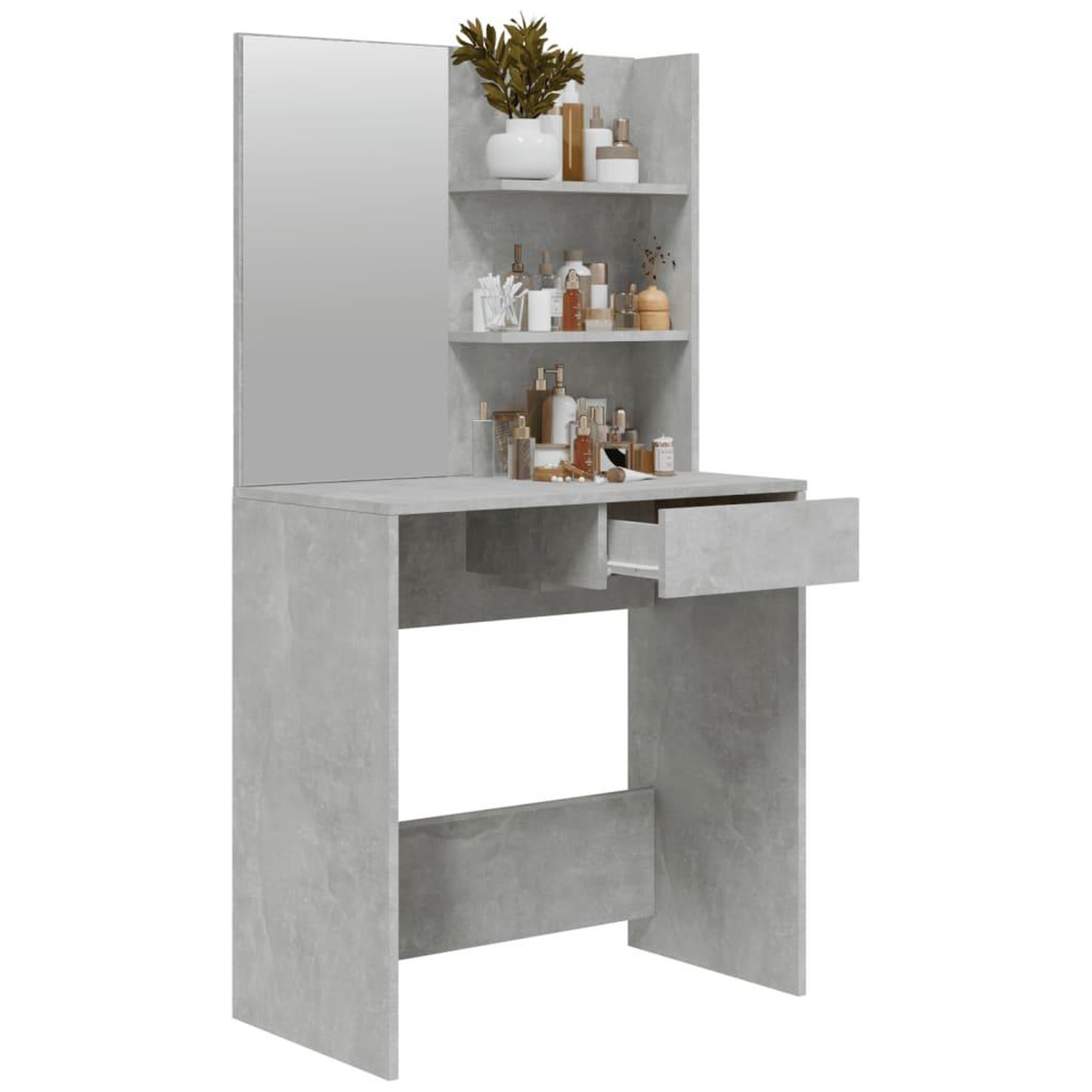 Voir la diapositive 5 : VIDAXL Coiffeuse avec miroir Gris beton 74,5x40x141 cm