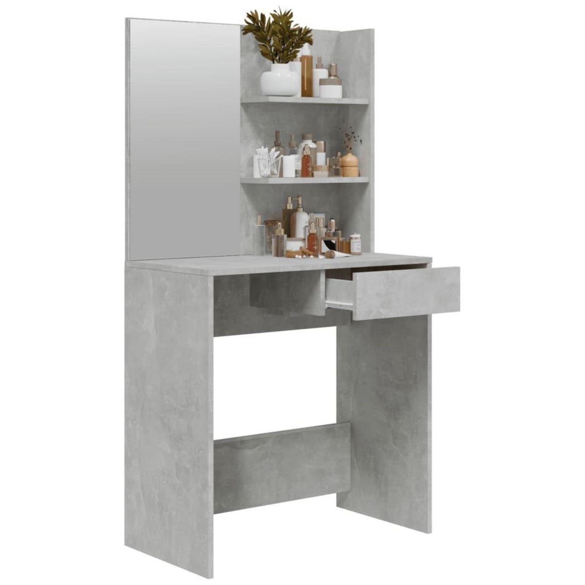 VIDAXL Coiffeuse avec miroir Gris beton 74,5x40x141 cm