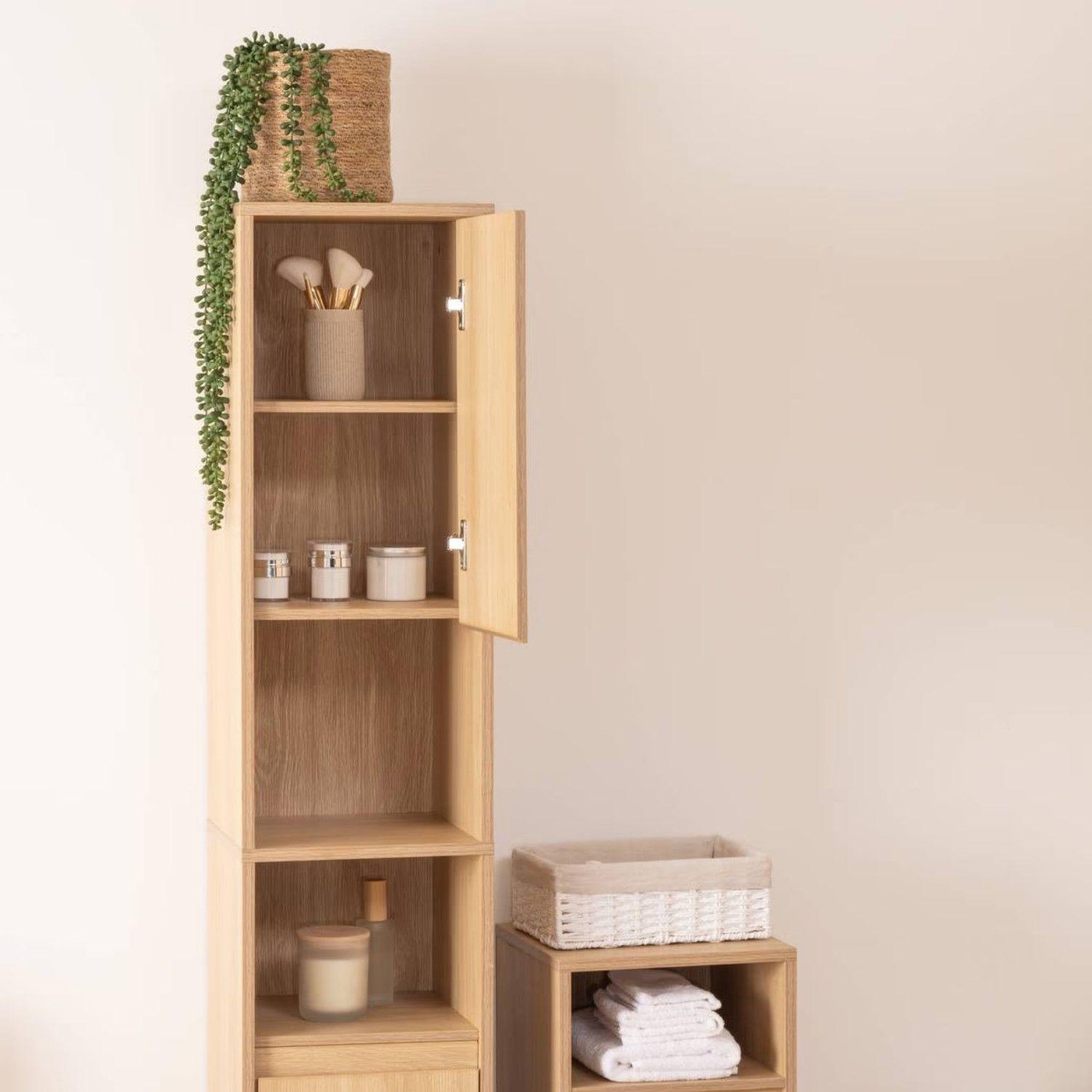 Voir la diapositive 2 : FIVE Colonne 2 portes effet bois naturel abana - beige