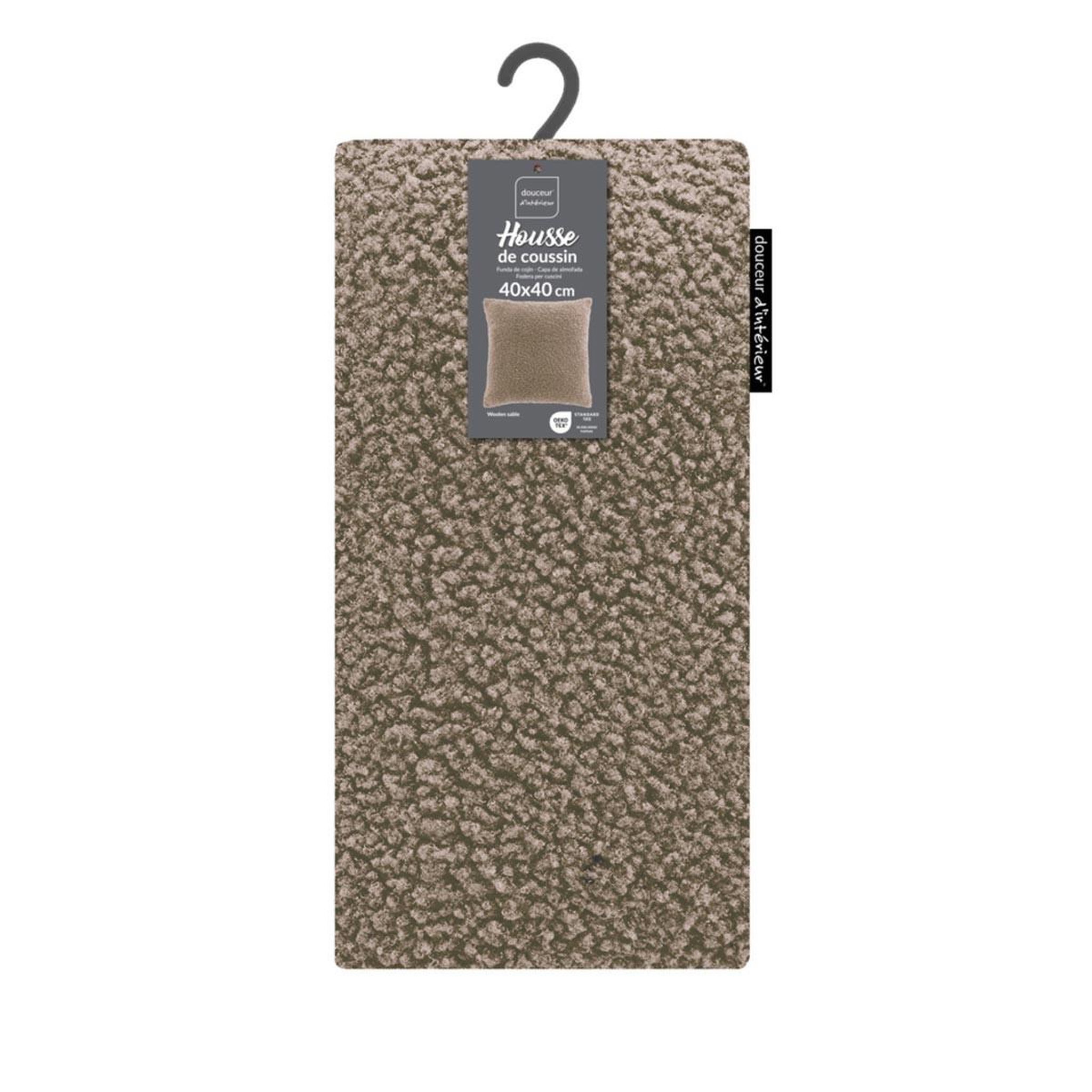 Voir la diapositive 4 : Douceur d'Intérieur Housse de coussin en tissu bouclette  woolen  40x40cm sable