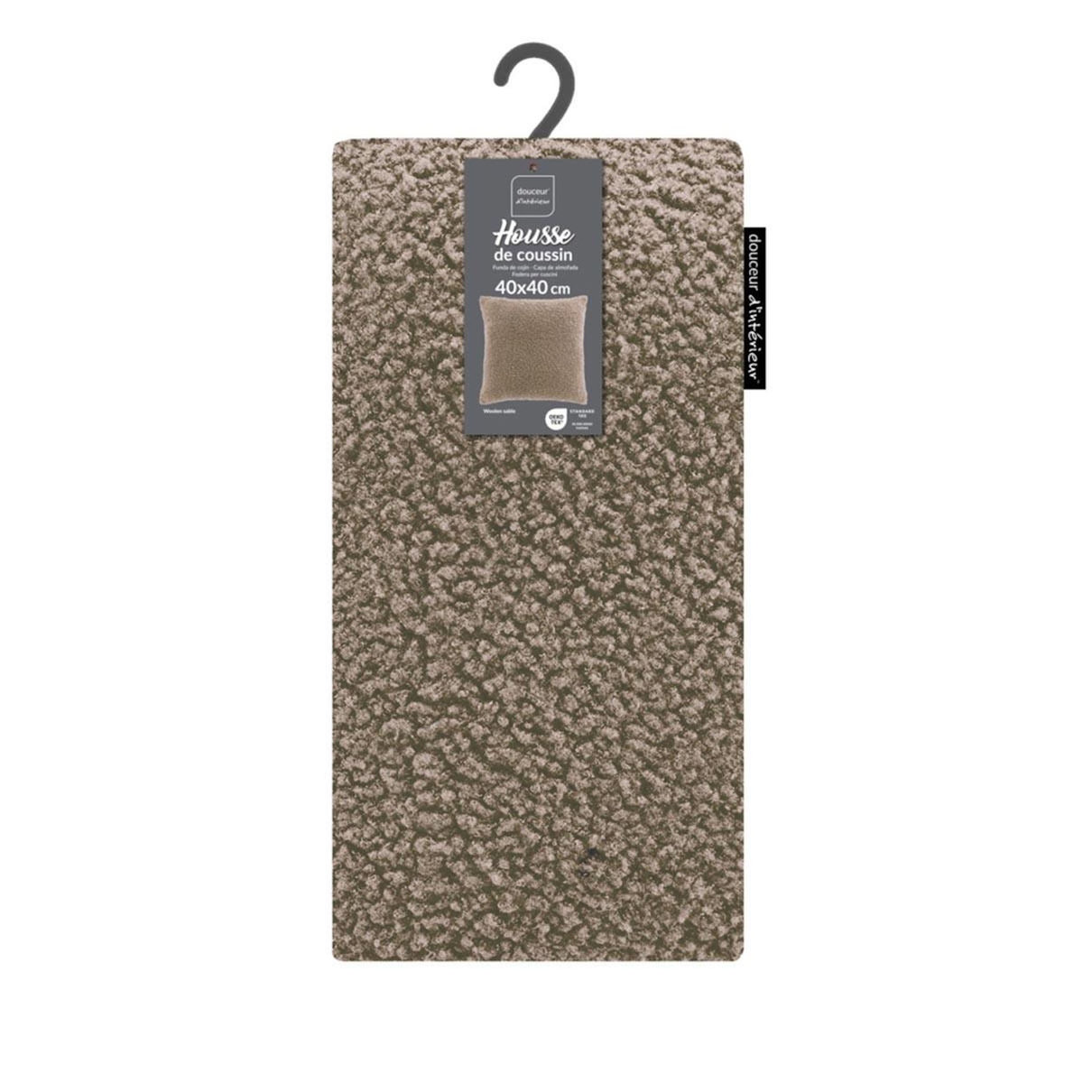 Paris Prix Housse de Coussin en Tissu Bouclette  Woolen  40x40cm Sable