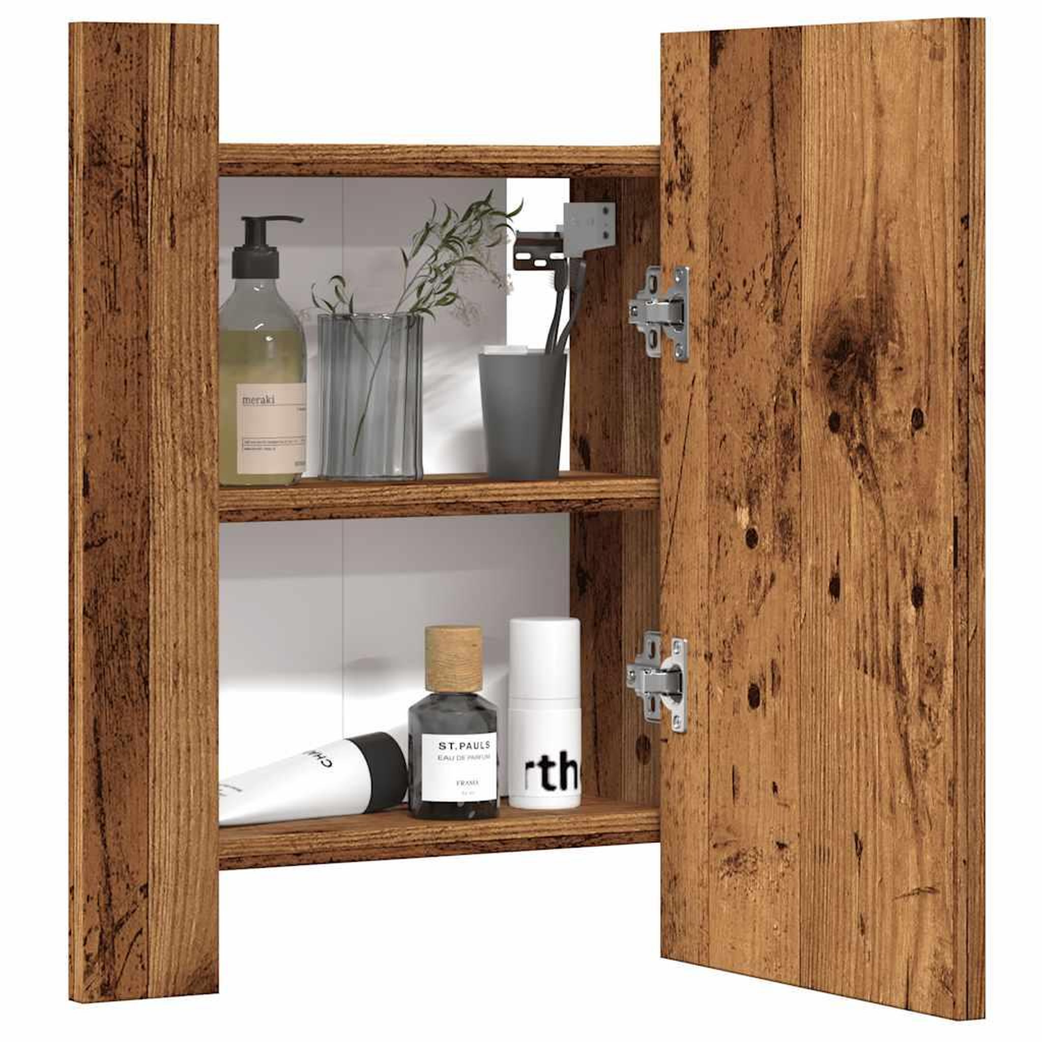 Voir la diapositive 5 : VIDAXL Armoire de salle de bain a miroir LED vieux bois 40x12x45 cm
