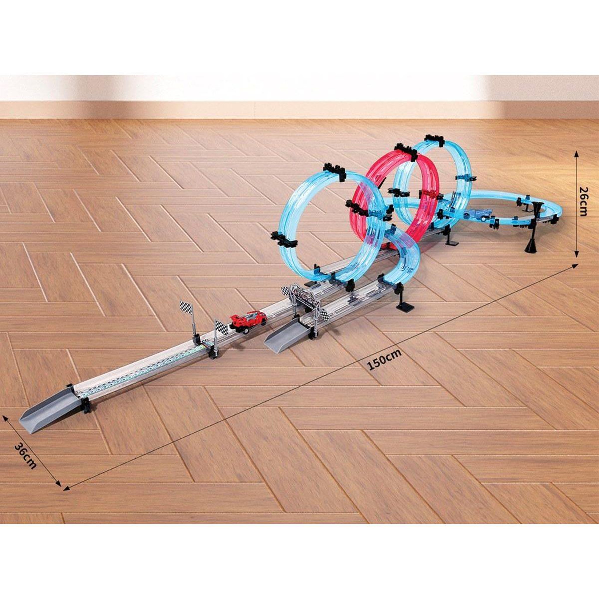 Voir la diapositive 2 : 1001JOUETS Circuit de Course à Construire - 528 cm de Piste, 2 Voitures à Friction - 78 Pièces