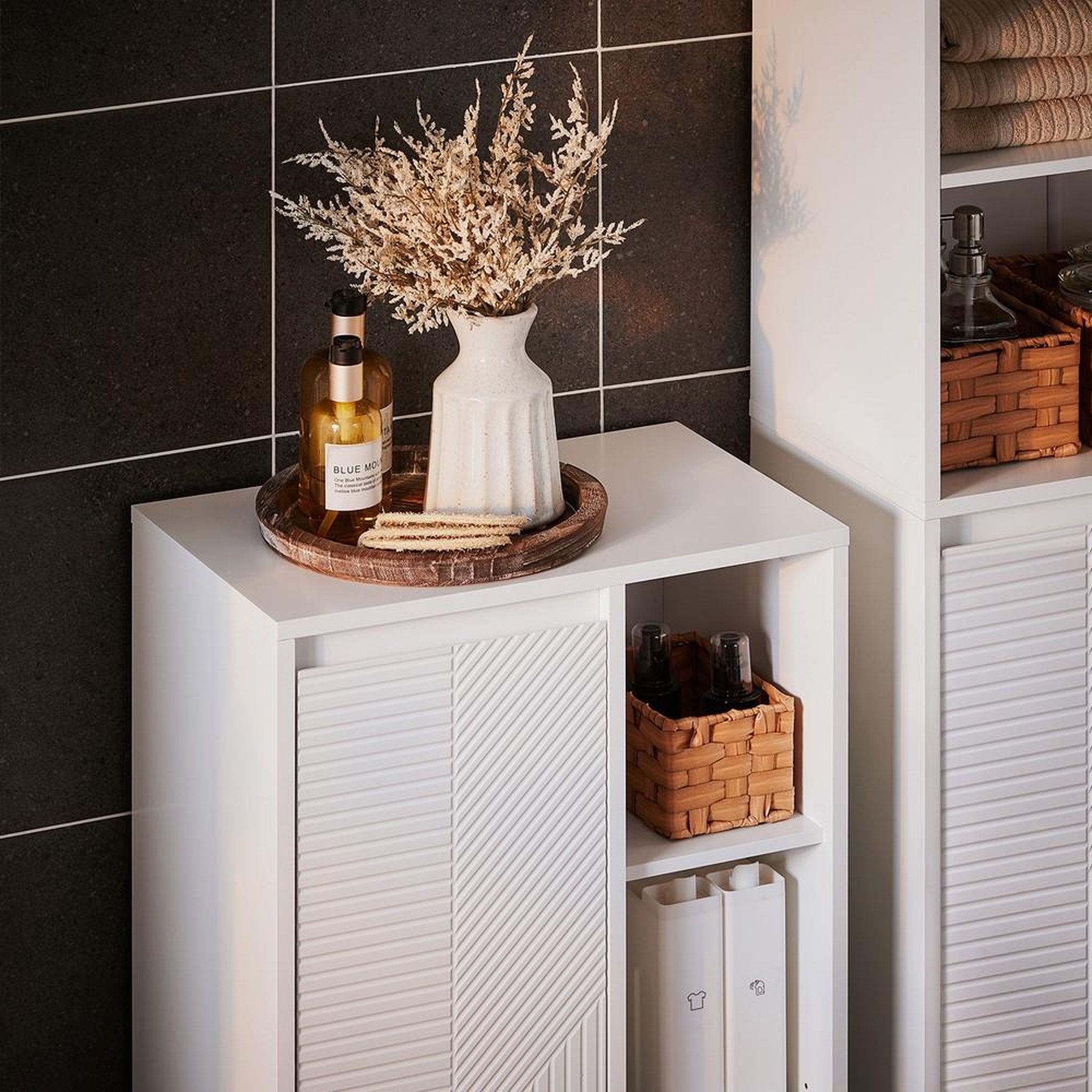 Voir la diapositive 6 : SOBUY SoBuy - Meuble De Buanderie à une porte - Blanc - 50x30x86cm - Moderne - BZR156-W