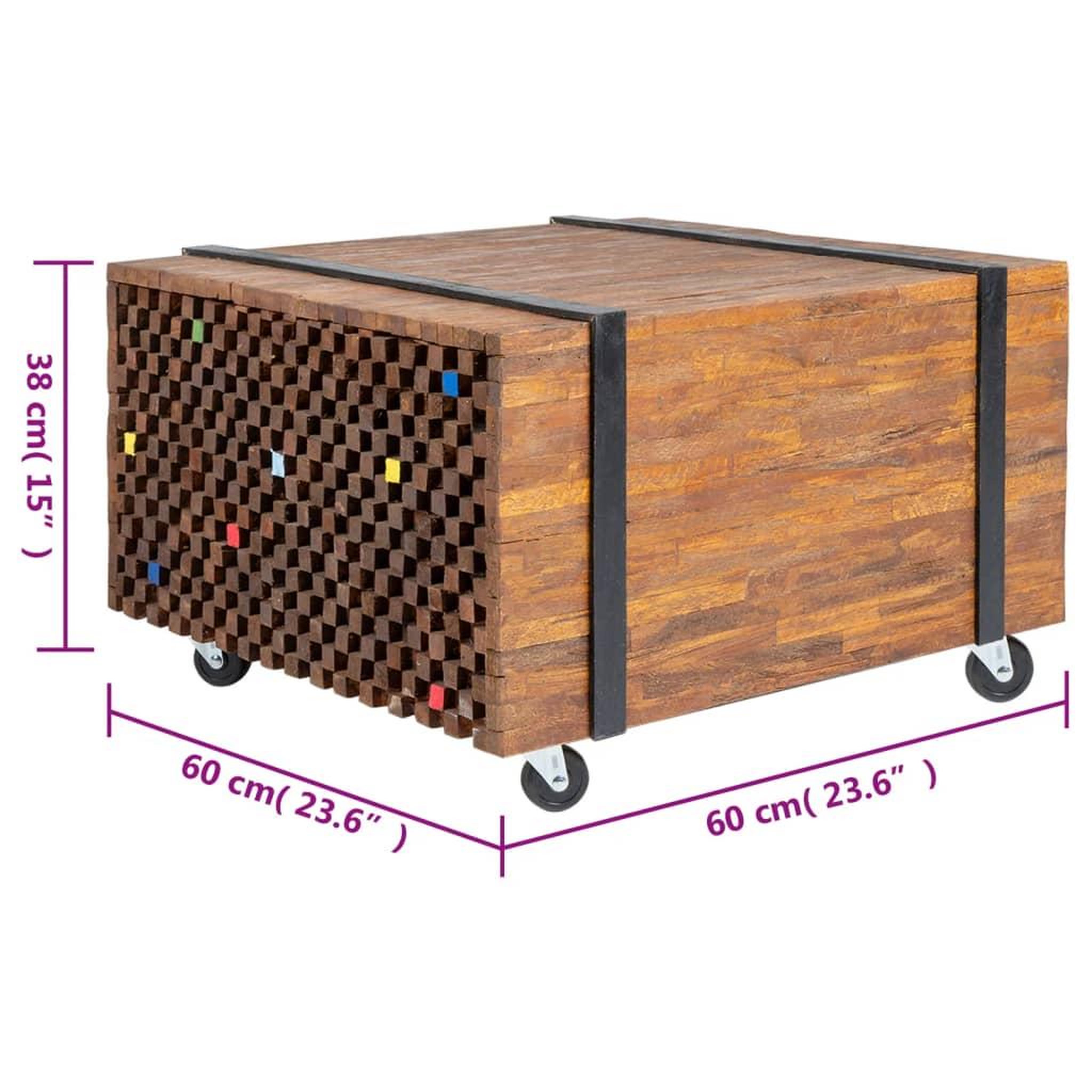 Voir la diapositive 6 : VIDAXL Table d'appoint en teck 60 x 60 x 38 cm