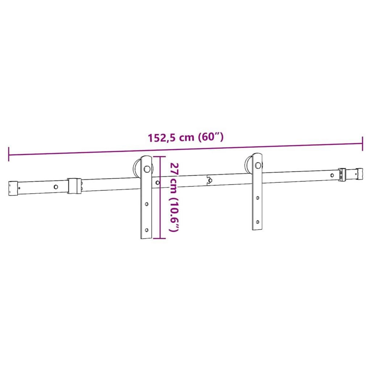 VIDAXL Kit de quincaillerie de porte coulissante 152 cm acier noir