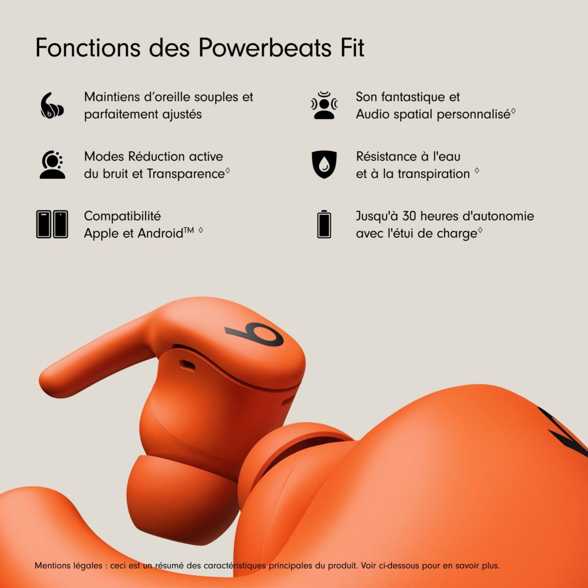 Voir la diapositive 2 : BEATS Ecouteurs sport powerbeats fit orange