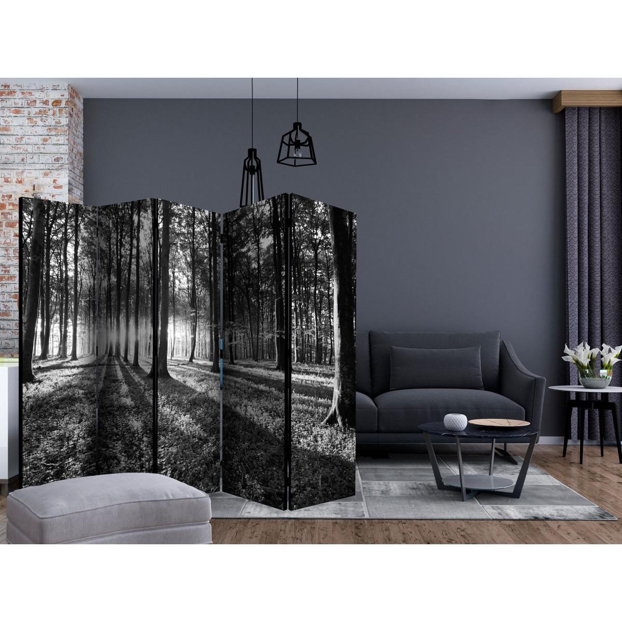 Voir la diapositive 2 : Paris Prix Paravent 5 volets  grey wilderness  172x225cm