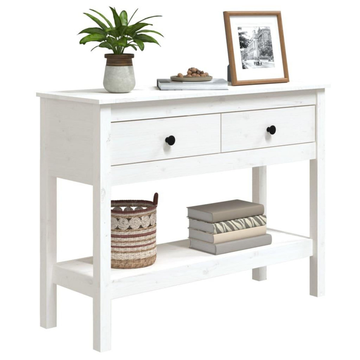 VIDAXL Table console Blanc 100x35x75 cm Bois massif de pin
