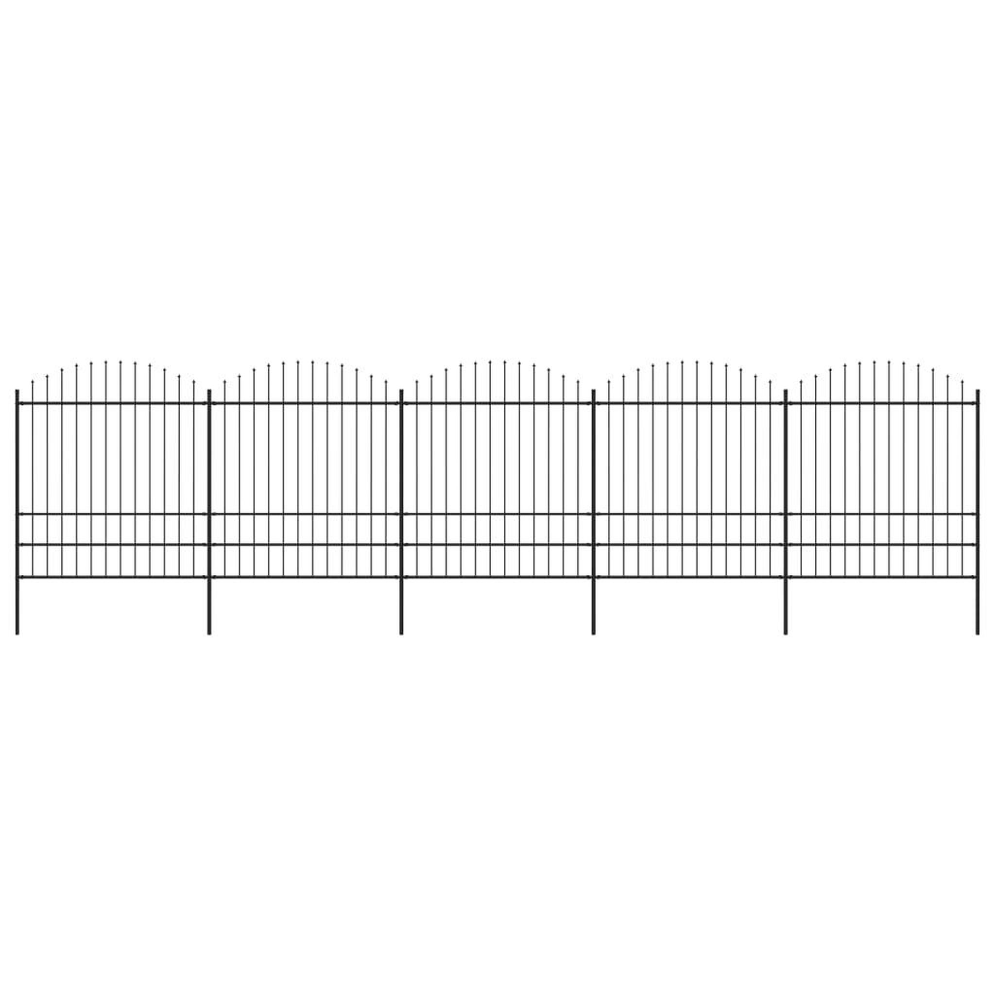 VIDAXL Cloture de jardin a dessus en lance Acier (1,75-2)x8,5 m Noir