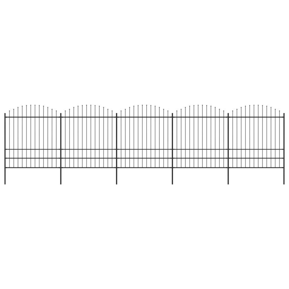 VIDAXL Cloture de jardin a dessus en lance Acier (1,75-2)x8,5 m Noir