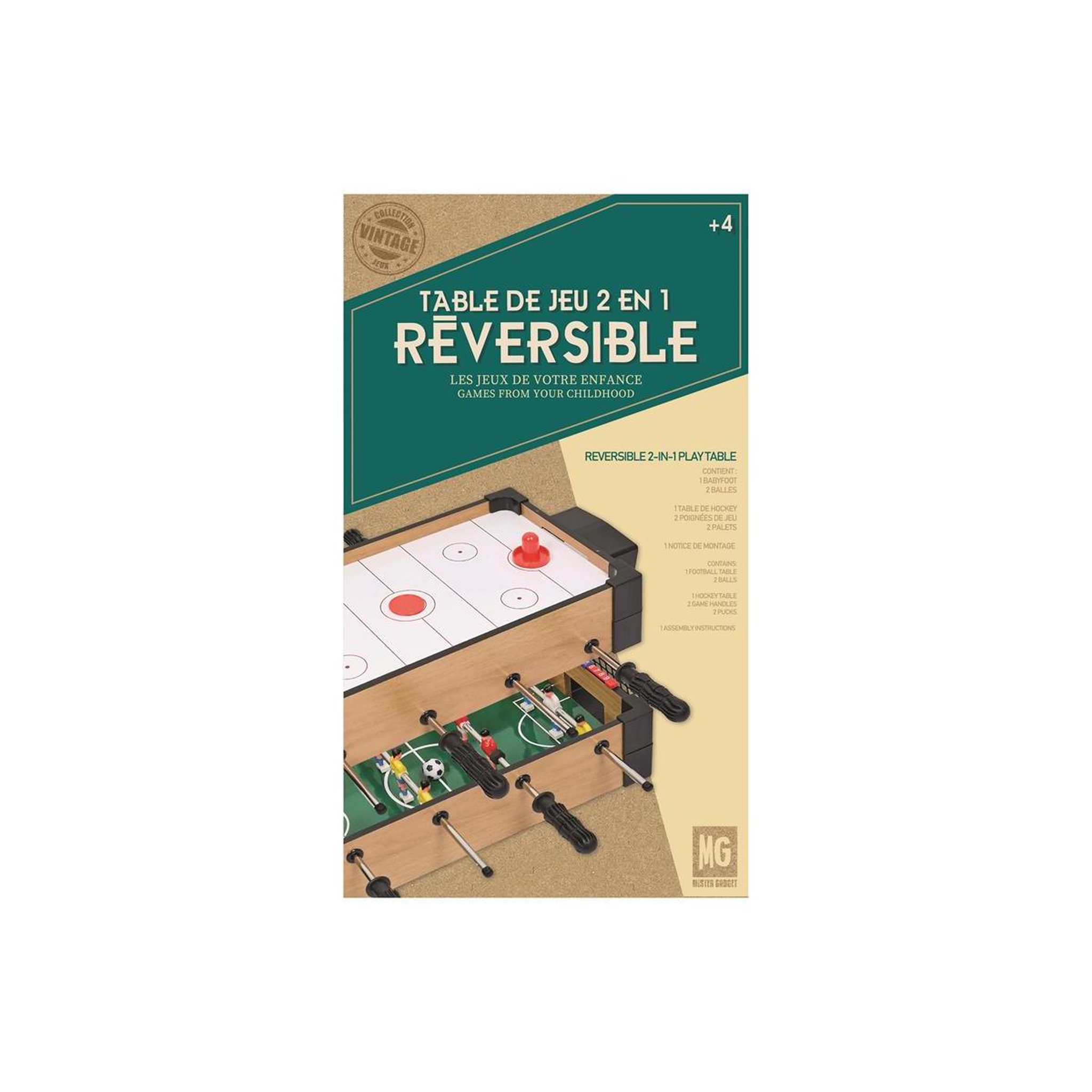 Voir la diapositive 5 : MISTER GADGET Table de Jeu 2 en 1  Réversible  40cm Multicolore