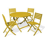 Paris Prix Ensemble Table de Jardin Pliante & 4 Chaises  Marius  110cm Moutarde