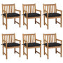 Voir la diapositive 1 : VIDAXL Chaises de jardin lot de 6 et coussins noir Bois de teck solide