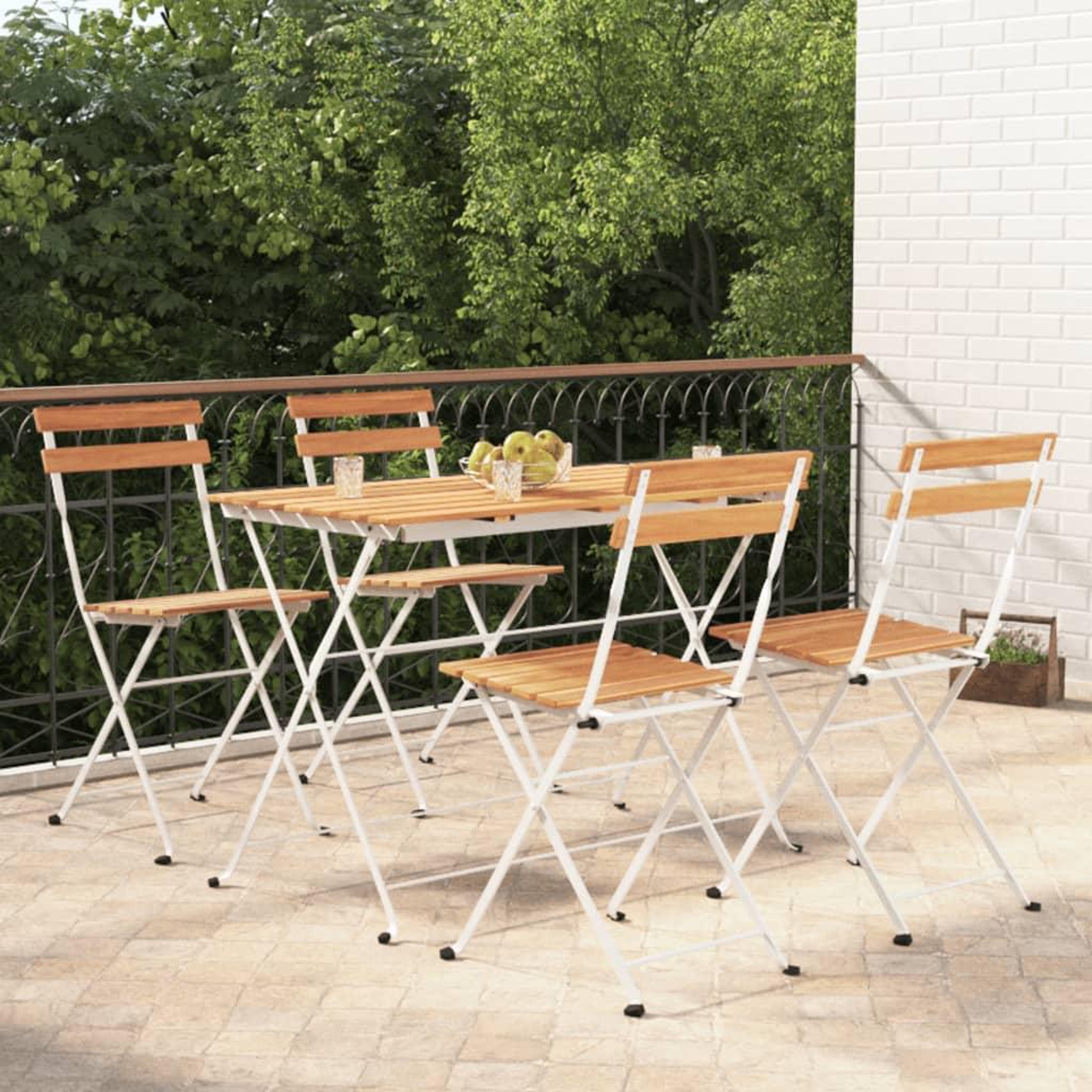 Voir la diapositive 1 : VIDAXL Ensemble de bistro pliable 5 pcs Bois d'acacia solide et acier
