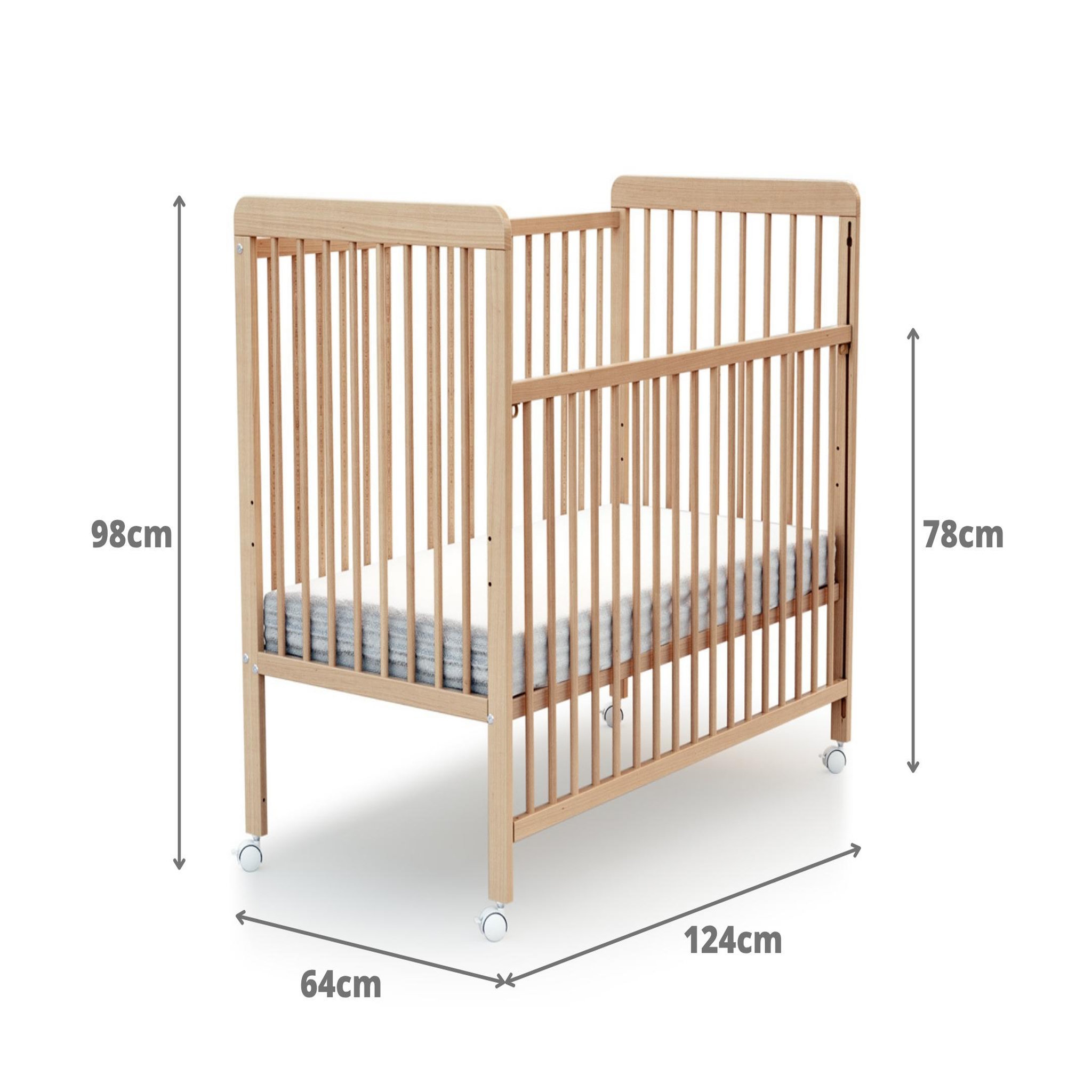 Voir la diapositive 5 : WEBABY Lit bébé coulissant en bois LIVO 60 x 120 cm