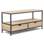 Voir la diapositive 4 : ID MARKET Meuble TV 113 cm DETROIT 2 tiroirs design industriel