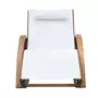 OUTSUNNY Chaise longue fauteuil berçant à bascule transat bain de soleil rocking chair en bois charge 120 Kg blanc