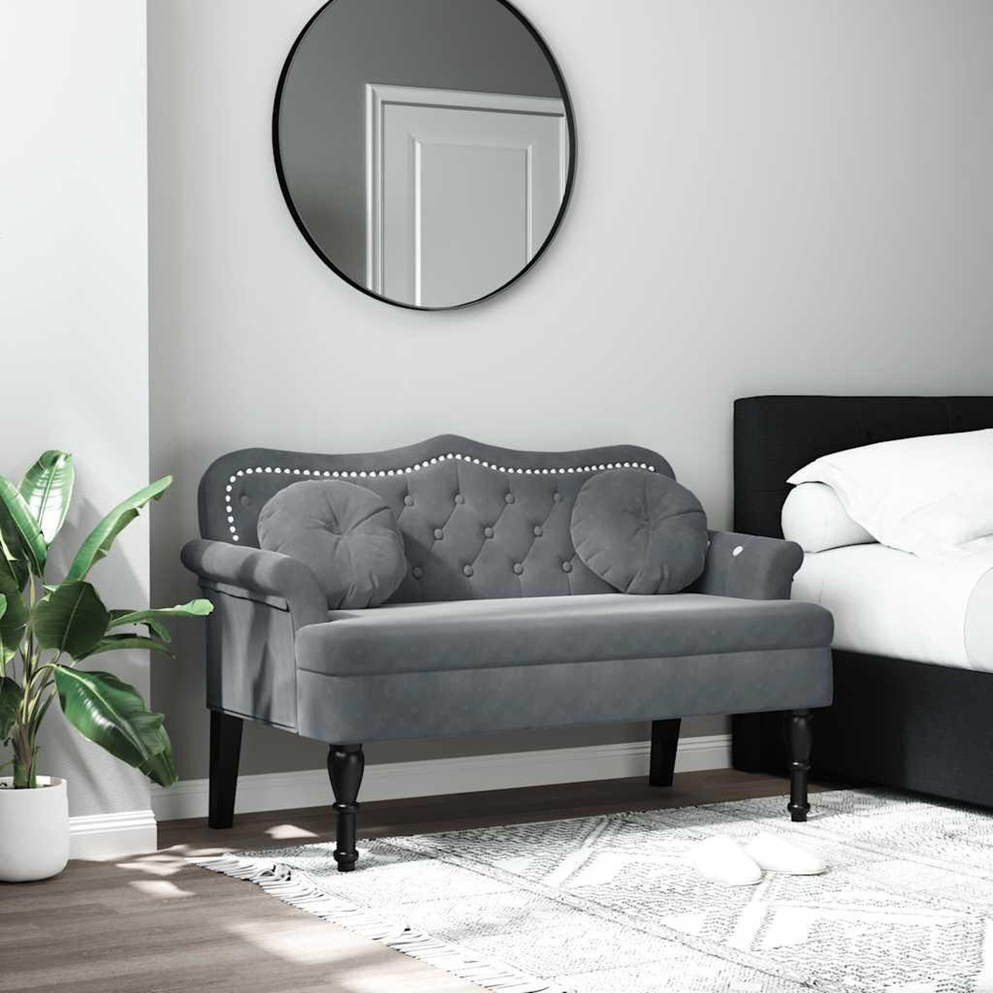 VIDAXL Banc avec coussins gris fonce 120,5x65x75 cm velours