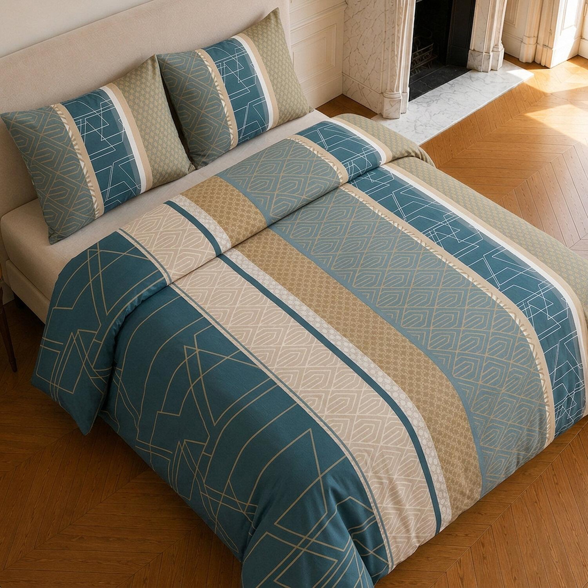 Voir la diapositive 4 : Home collection Parure housse de couette imprimée 100% microfibre - ulysse - 220x240 cm