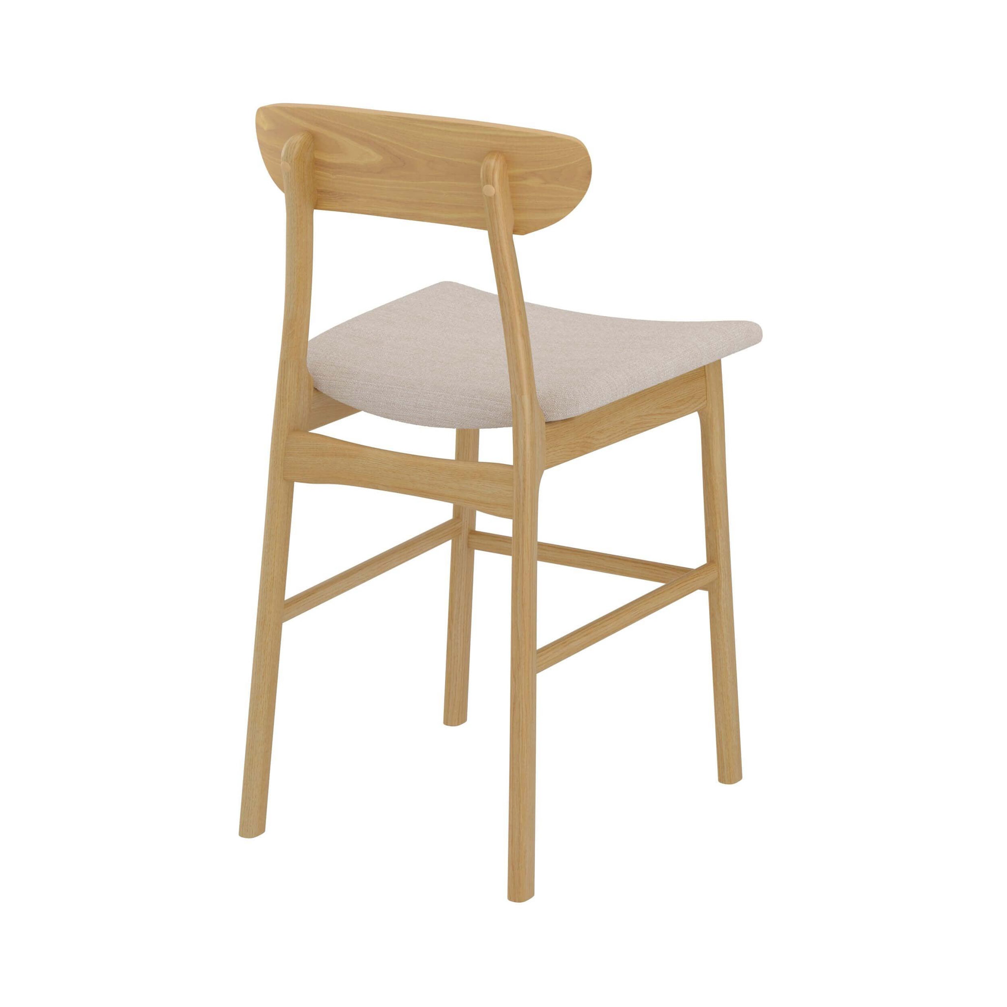 Voir la diapositive 6 : MAISON PAVANE Lot de 2 chaises pour îlot central 66 cm en tissu beige et bois-Lana