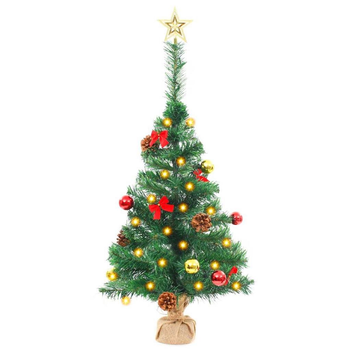 VIDAXL Arbre de Noël artificiel pre-eclaire avec boules vert 64 cm