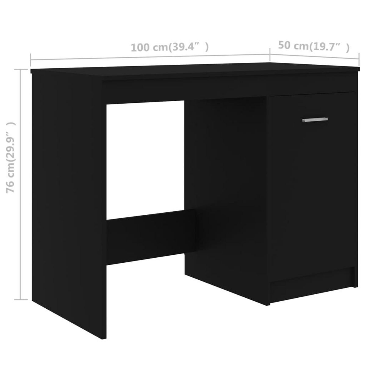 VIDAXL Bureau Noir 100x50x76 cm Bois d'ingenierie