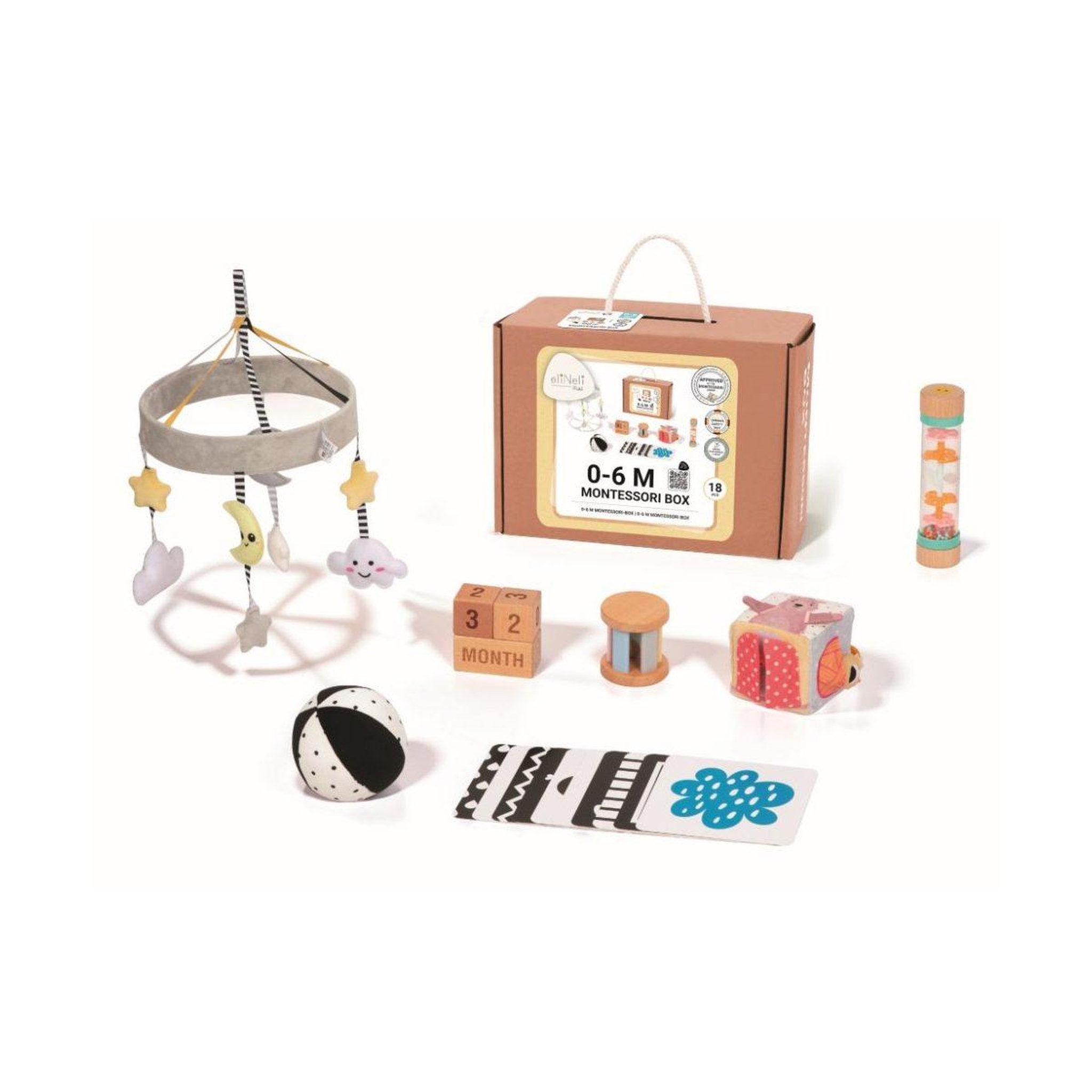 ELINELI Coffret Montessori bébé 0-6 mois - boîte éducative