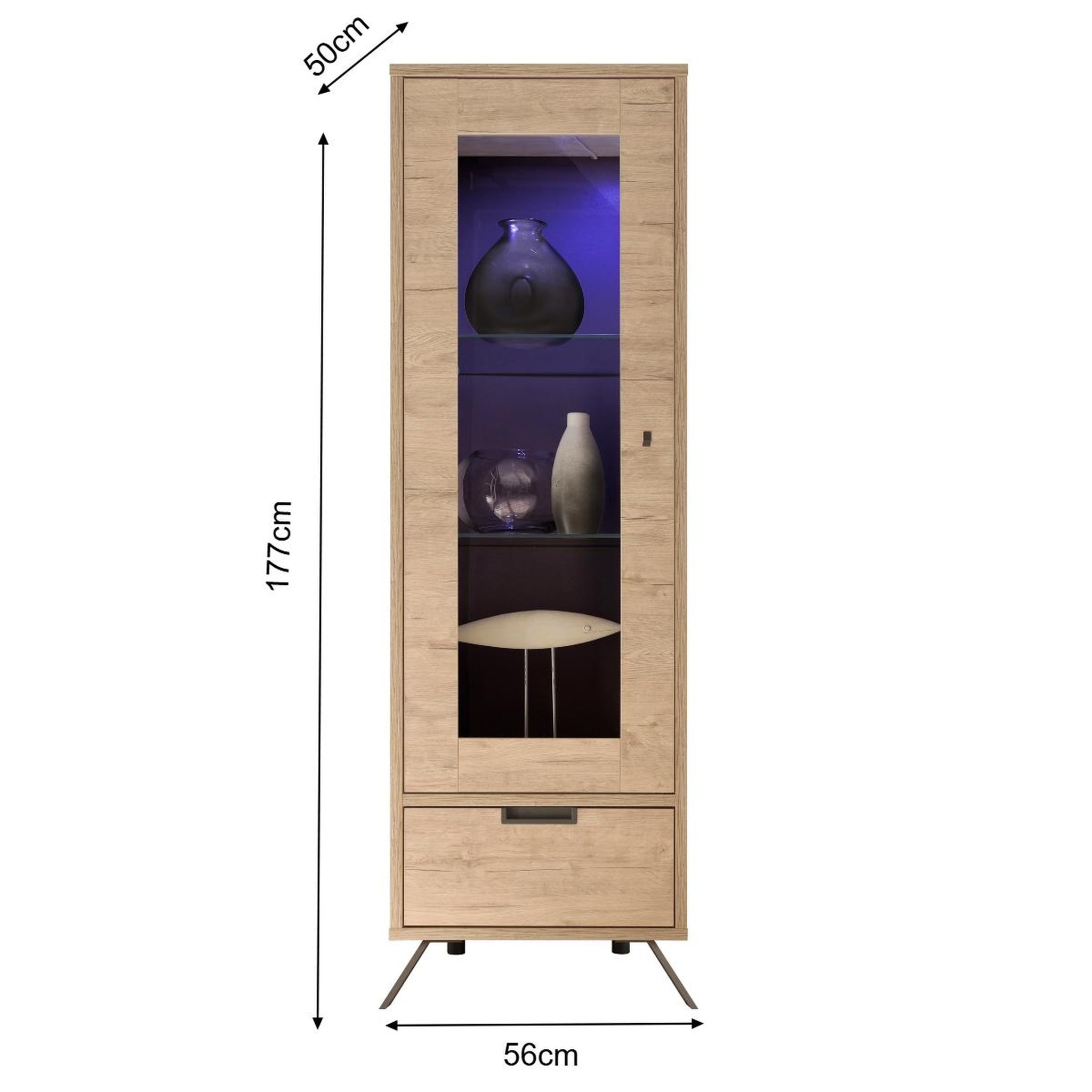 Voir la diapositive 5 : JLC KREATION Vitrine moderne en bois 1 porte vitrée diana