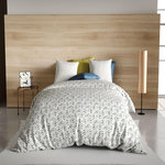 Les Ateliers du Linge Parure de housse de couette 100% coton 57fils vita. Coloris disponibles : Bleu