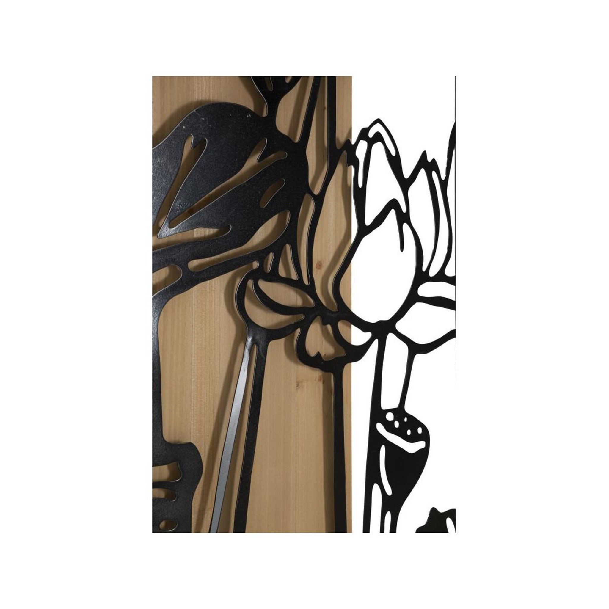 Voir la diapositive 2 : Paris Prix Décoration murale encadrée  lotus  90cm noir & naturel