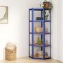 Voir la diapositive 1 : VIDAXL Etagere d'angle a 5 niveaux Bleu Acier et bois d'ingenierie