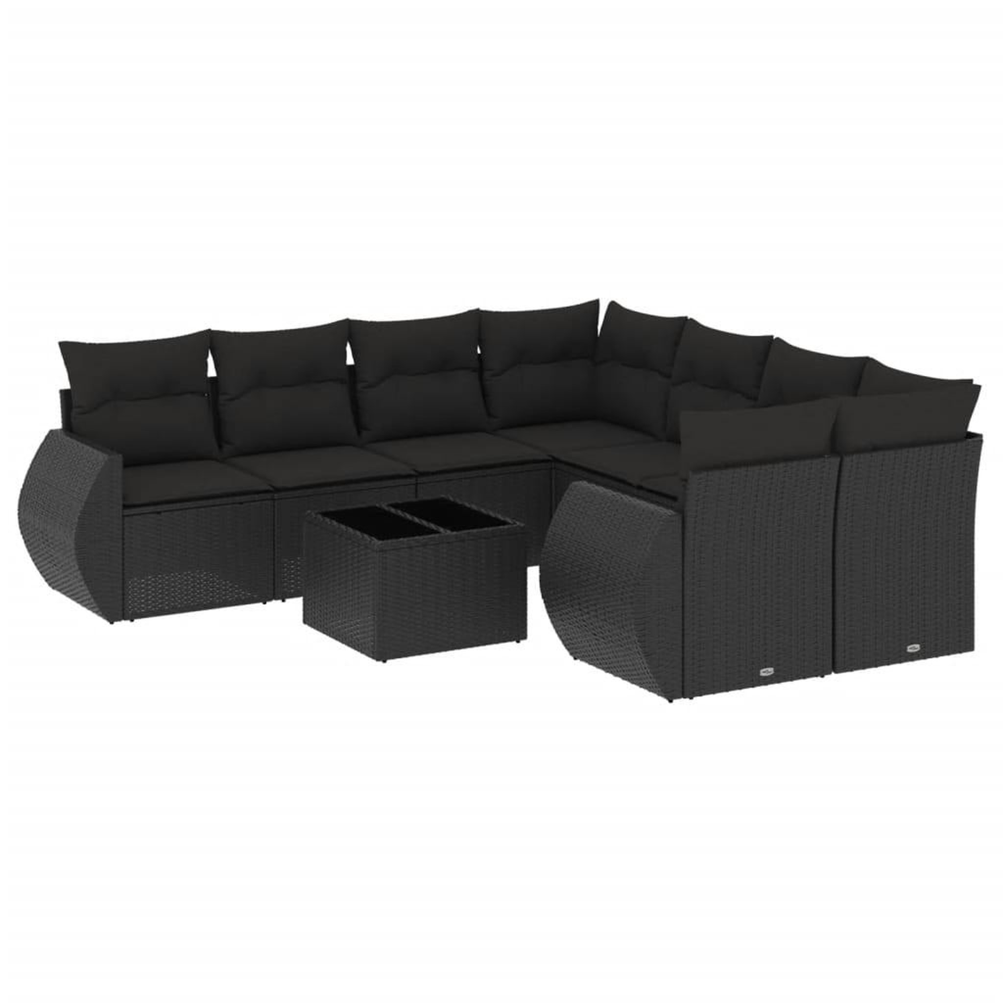 Voir la diapositive 2 : VIDAXL Salon de jardin 9 pcs avec coussins noir resine tressee