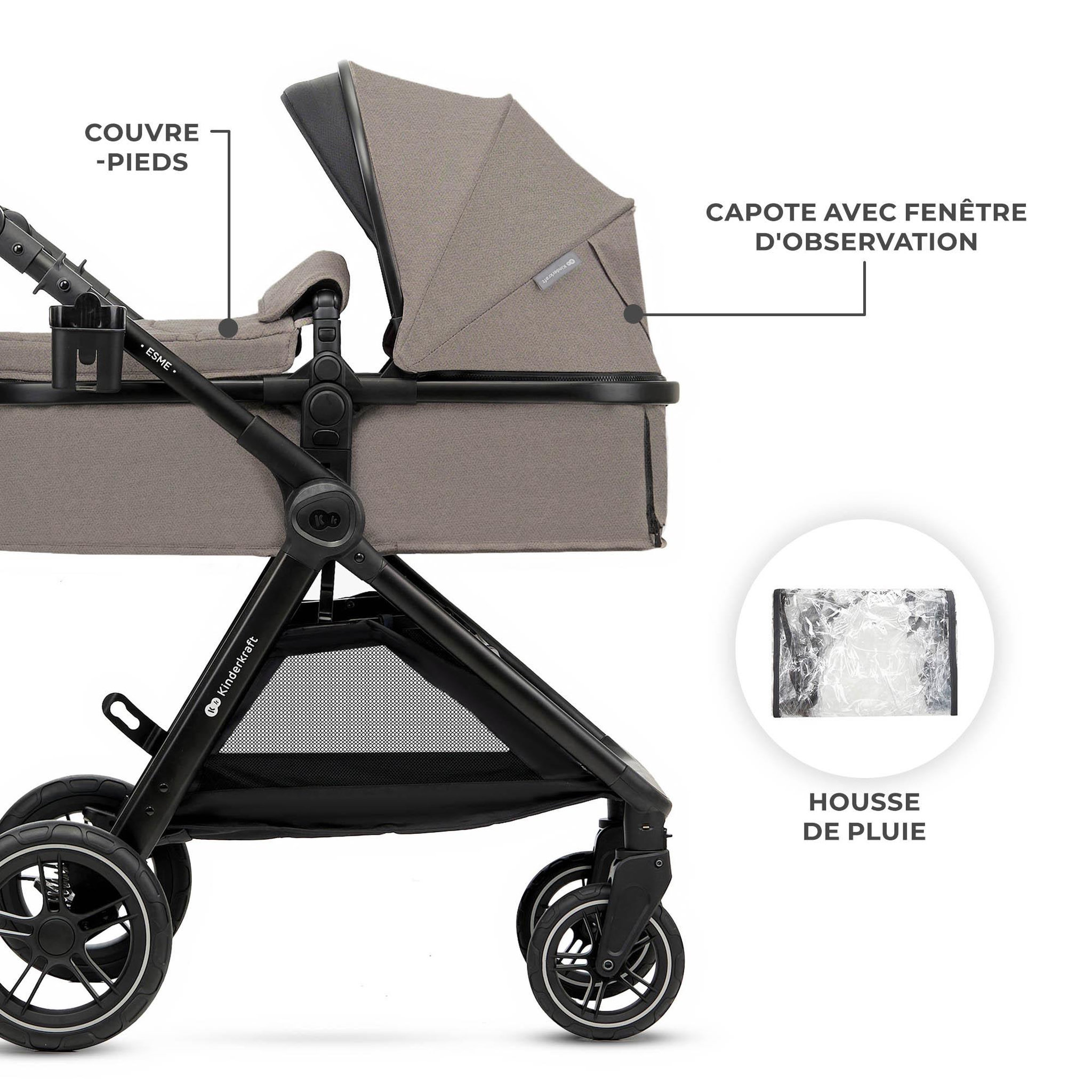 Voir la diapositive 6 : KINDERKRAFT Poussette multifonctionnelle 3 en 1 ESME PRO