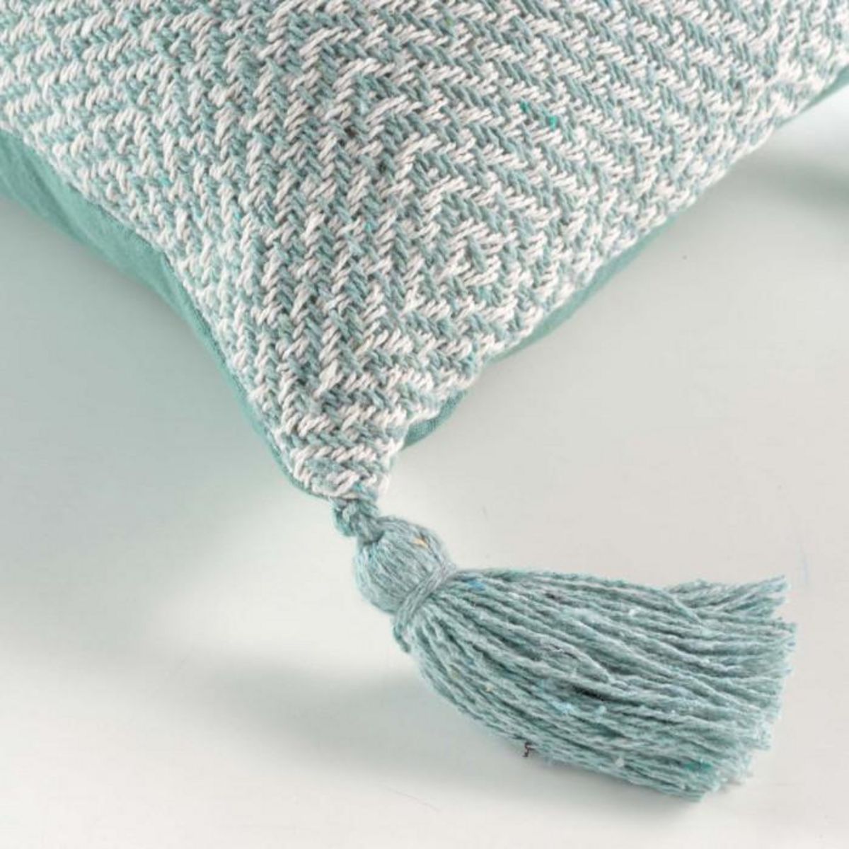 Paris Prix Coussin Tissé Pompons  Louisette  40x40cm Sauge