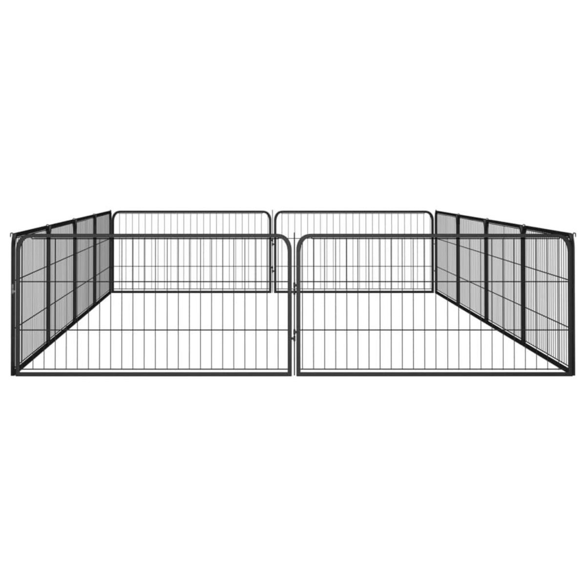 VIDAXL Parc pour chien 12panneaux Noir 100x50cm Acier enduit de poudre